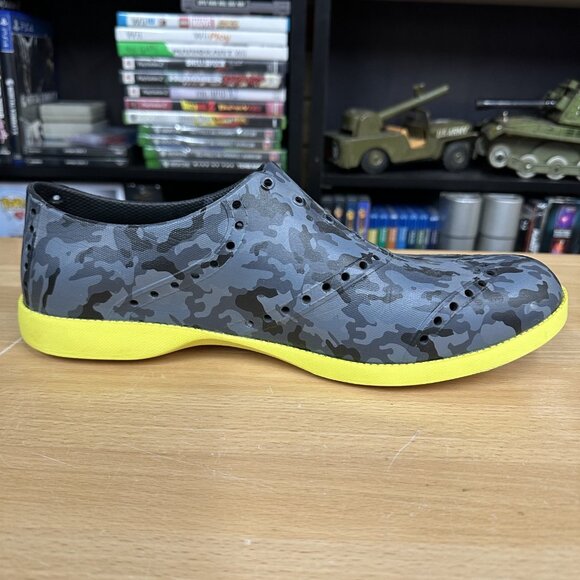 Biion Golf Shoes Mens Size 10 Black CAMO Yellow Sole Spikeless Oxford Comfort - Picture 4 of 6